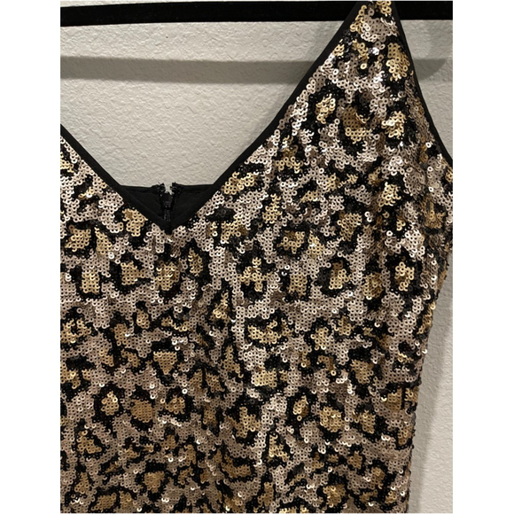 BB DAKOTA Gold Leopard Cheetah Sequin Mini Dress - Picture 6 of 7